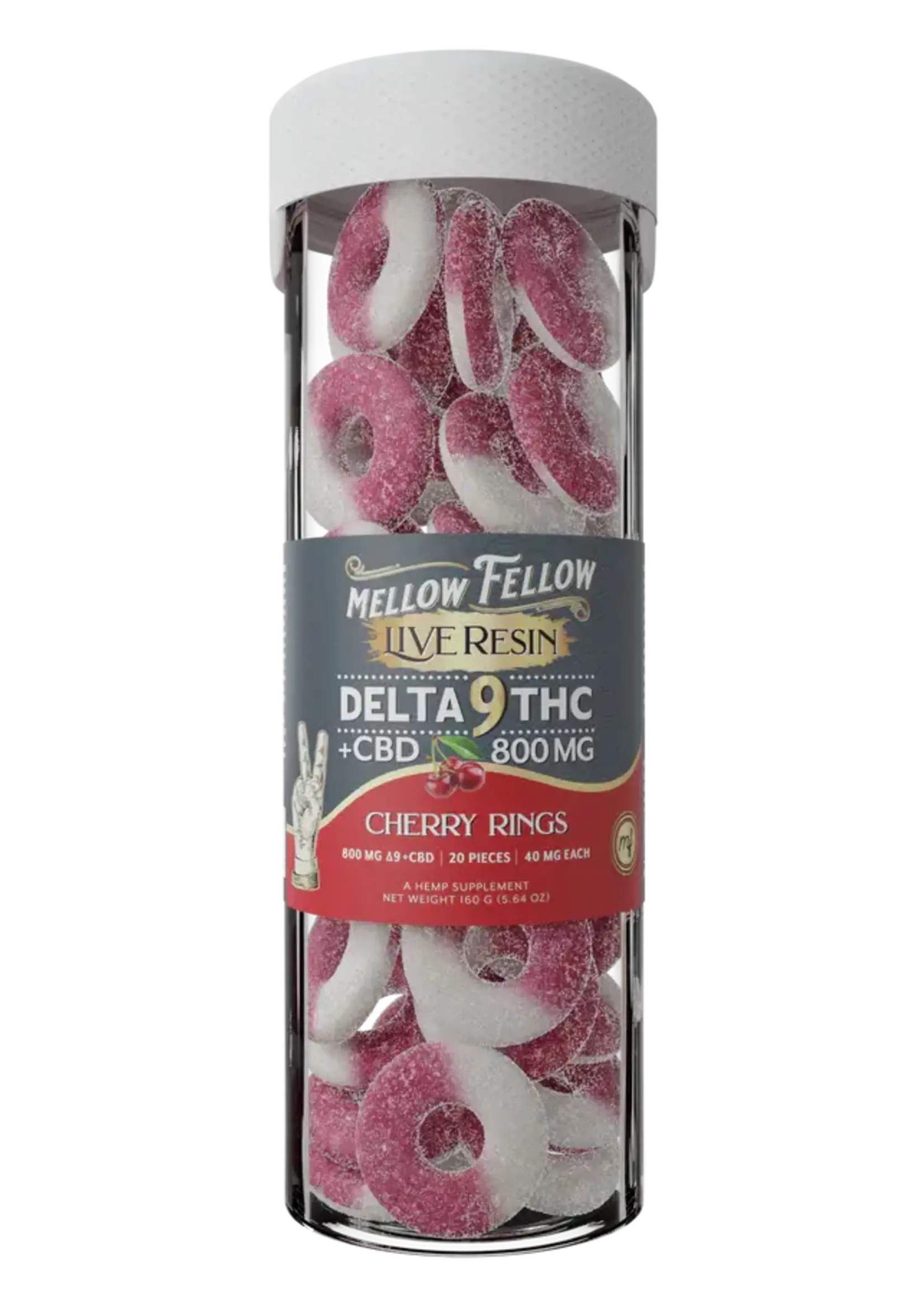 Mellow Fellow Mellow Fellow Live Resin Delta 9 + CBD 800mg 40mg Per Piece Cherry Rings