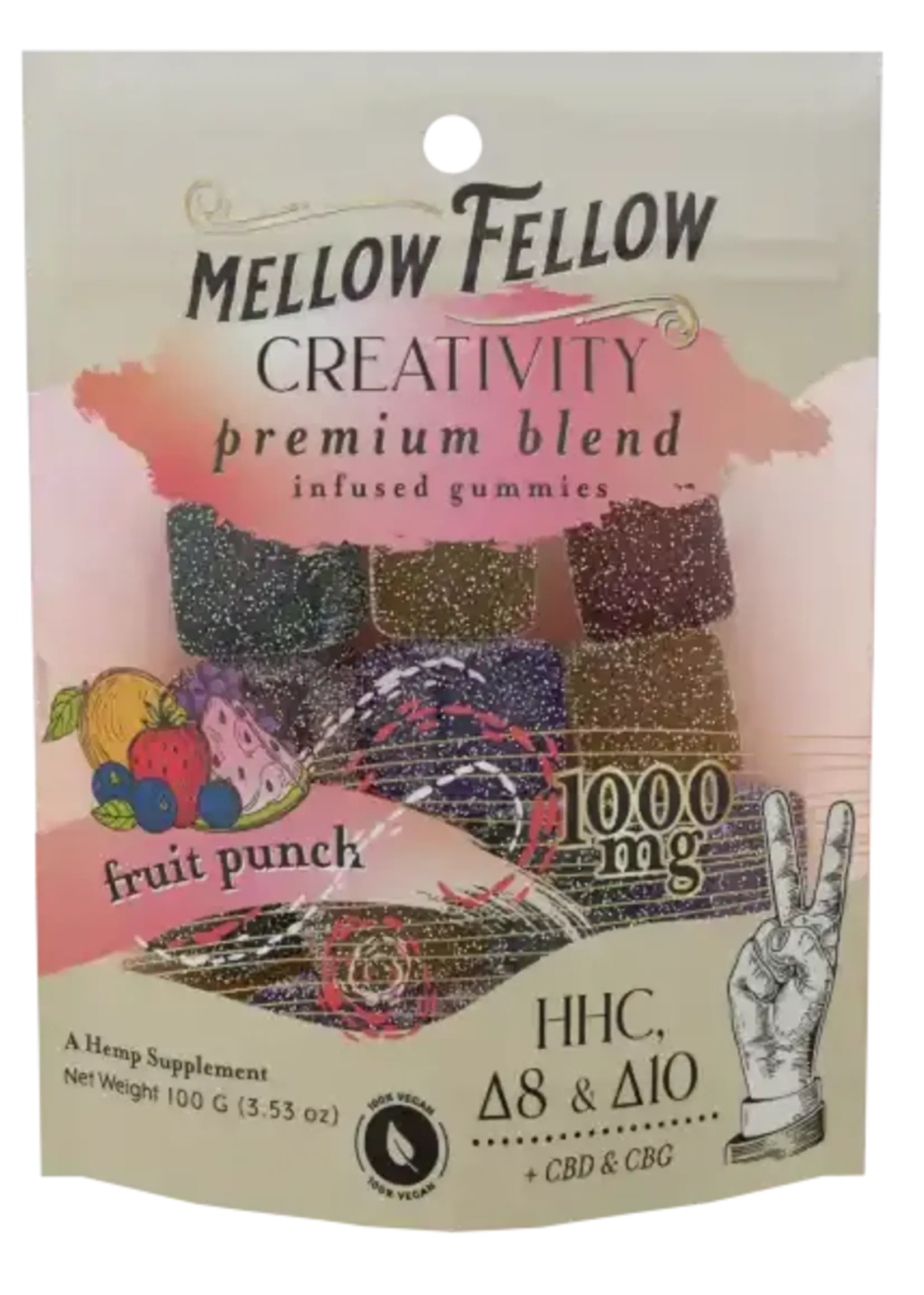 Mellow Fellow Mellow Fellow M-Fusions Bag 1000mg Creativity Blend Fruit Punch 20 Cnt