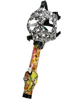 Gas Mask w/ Acrylic Water Pipe Black & White Skulls