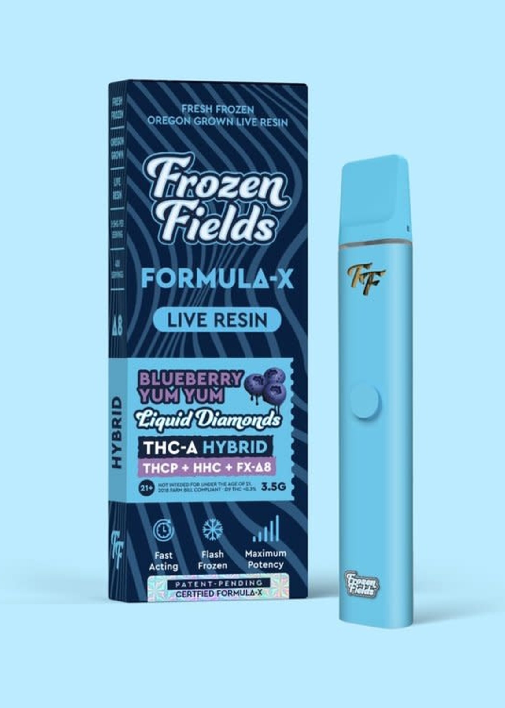 Frozen Fields Frozen Fields - THC-A Liquid Diamonds - Disposable Vape - Live Resin - 3.5 gram Blueberry Yum Yum
