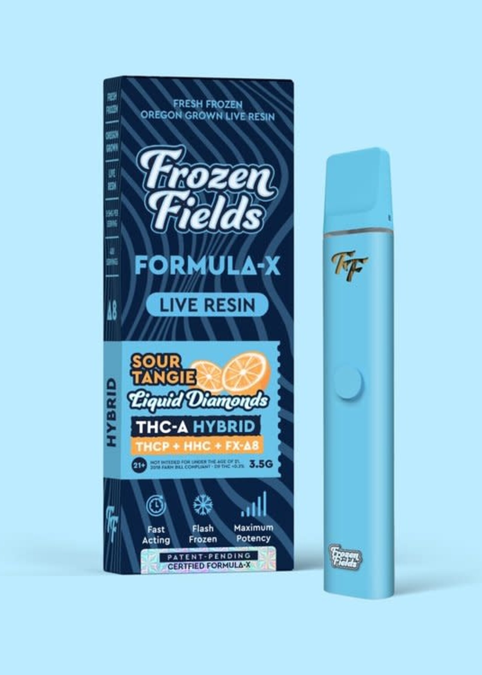 Frozen Fields Frozen Fields – THC-A Liquid Diamonds – Disposable Vape – Live Resin – 3.5 gram Sour Tangie