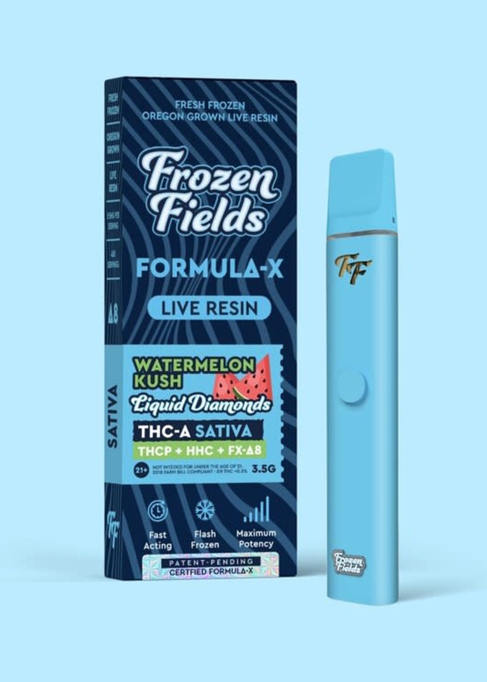 Frozen Fields Frozen Fields – THC-A Liquid Diamonds – Disposable Vape – Live Resin – 3.5 gram Watermelon Kush