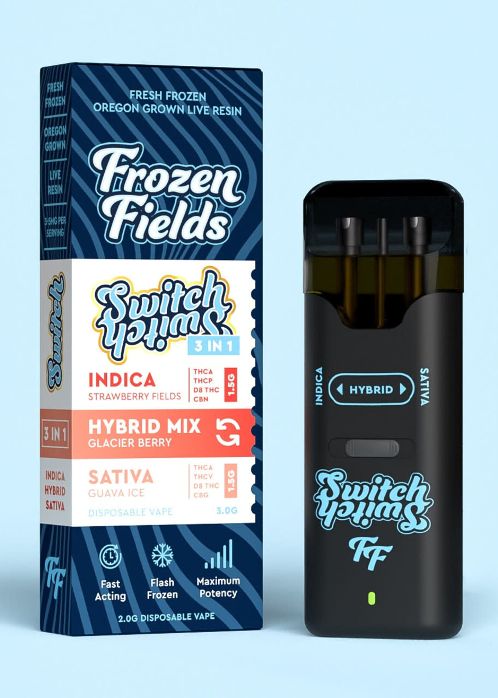 Frozen Fields Frozen Fields - 3 Strains One Vape- SWITCH Device - 3G Glacier Berry