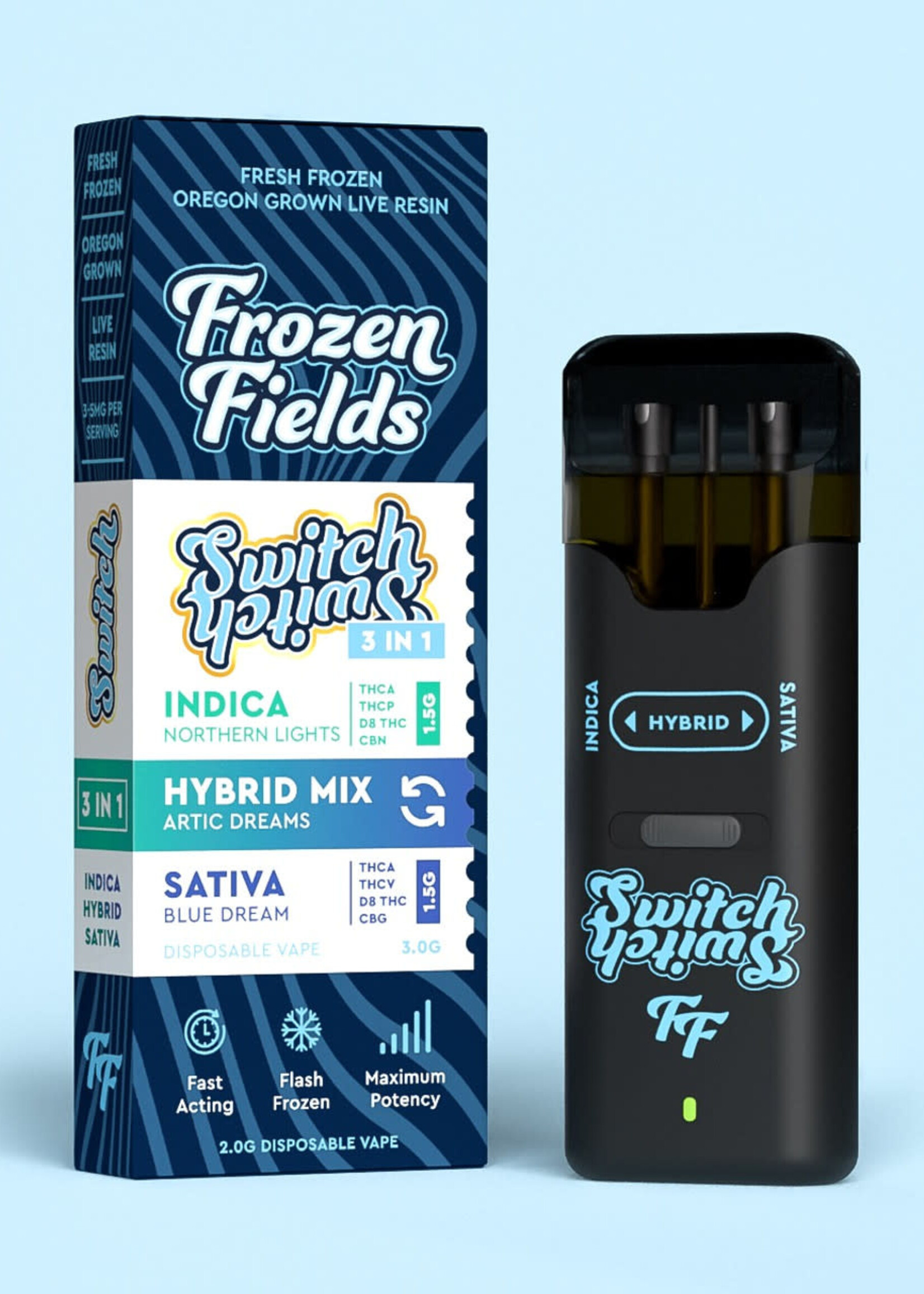 Frozen Fields Frozen Fields - 3 Strains One Vape- SWITCH Device - 3G Artic Dreams