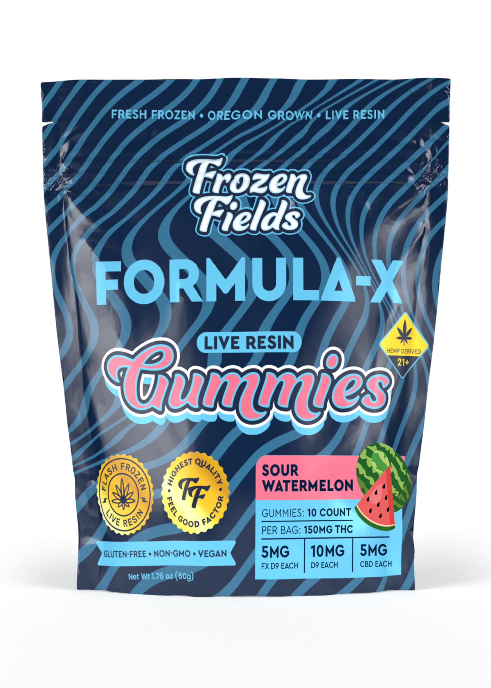 Frozen Fields Frozen Fields - Delta 9 + Formula-X - Gummies - Live Resin - 150 MG 10 Ct Sour Watermelon