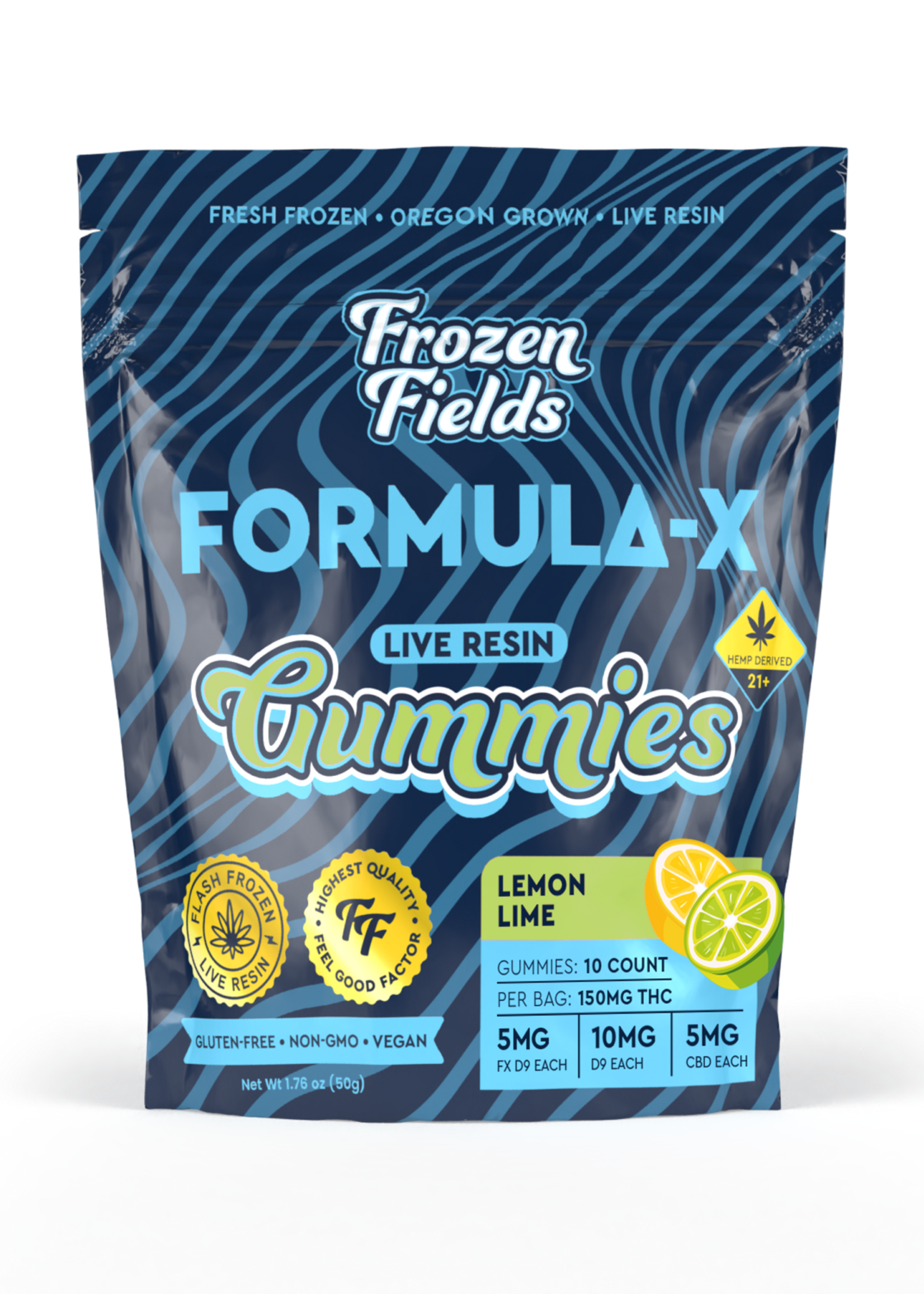 Frozen Fields Frozen Fields - Delta 9 + Formula-X - Gummies - Live Resin - 150 MG 10 Ct Lemon Lime