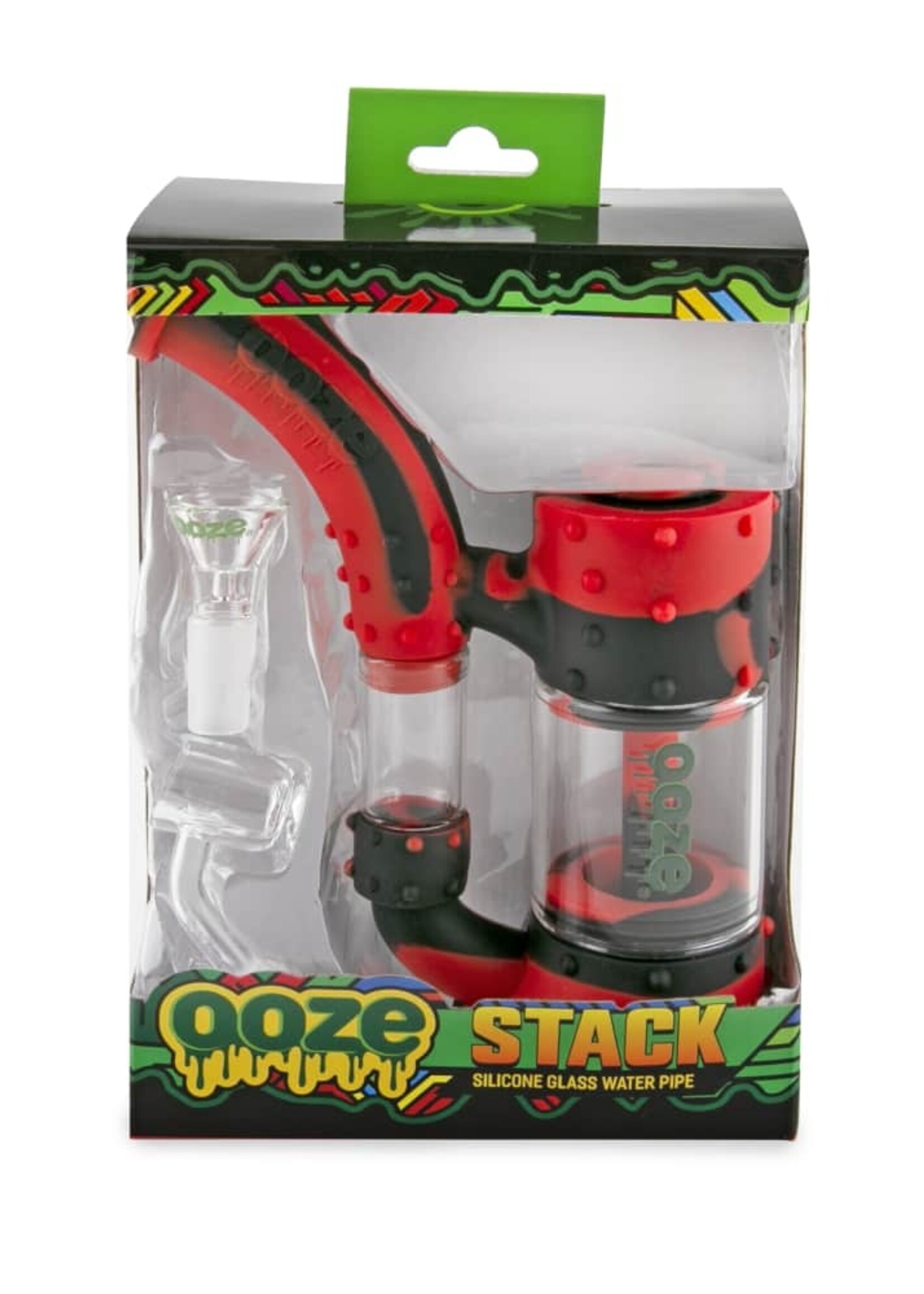 Ooze Ooze Stack Pipe Silicone Bubbler Black Red