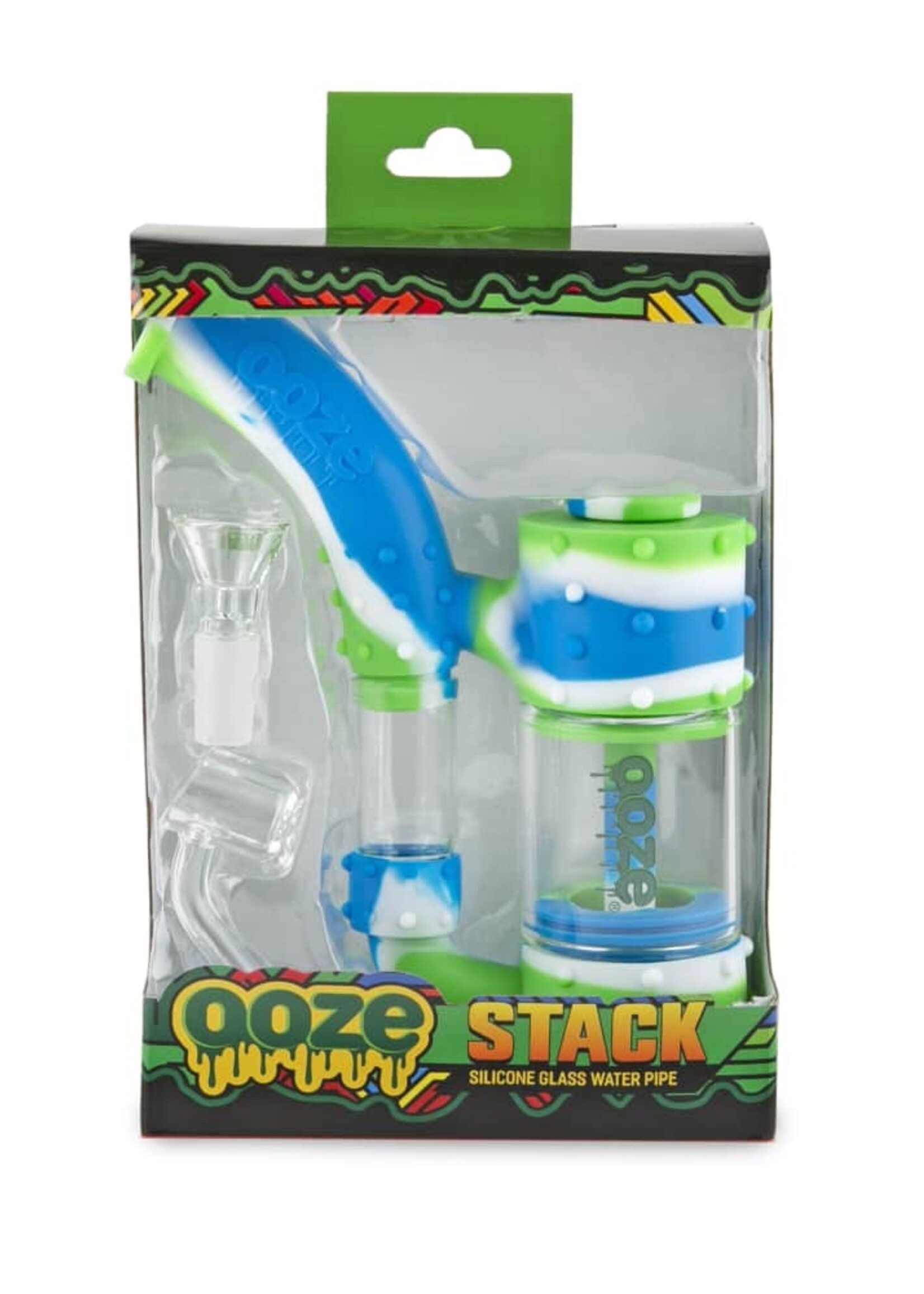 Ooze Ooze Stack Pipe Silicone Bubbler Blue White Green