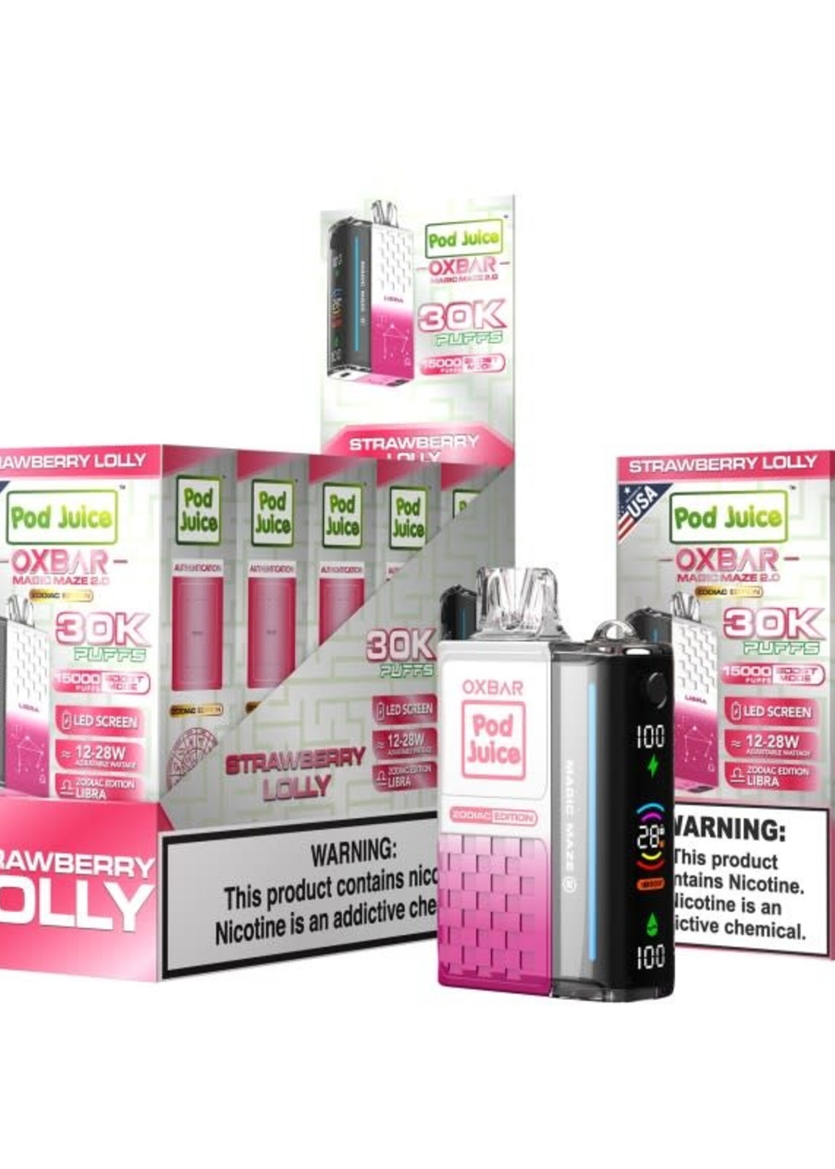 Oxbar OXBAR X POD JUICE MAGIC MAZE 2 – 30000 PUFFS – VAPE DISPOSABLE Strawberry Lolly