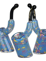 Pulsar Pulsar Inside Print Bent Sherlock Glass Hand Pipe Neon Shrooms 4"