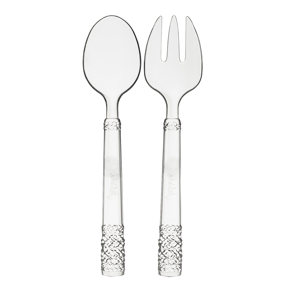Clear Lucite Salad Spoon and Fork Set
