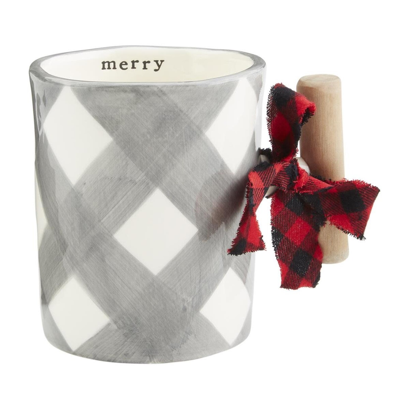 Mud Pie Gray Buffalo Plaid Oversized Mug