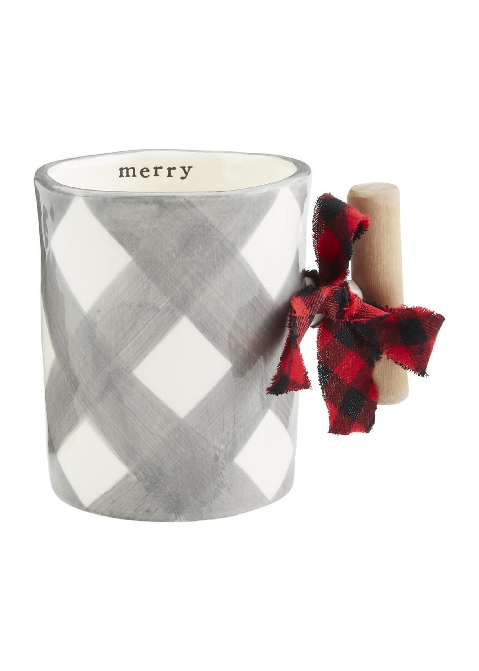 Mud Pie Gray Buffalo Plaid Oversized Mug