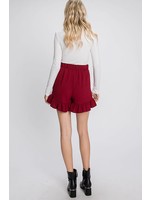 GeeGee Self-Tie Solid Woven Ruffled Hem Skort