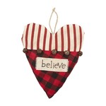 Mud Pie Heart Red Plaid Large Ornament