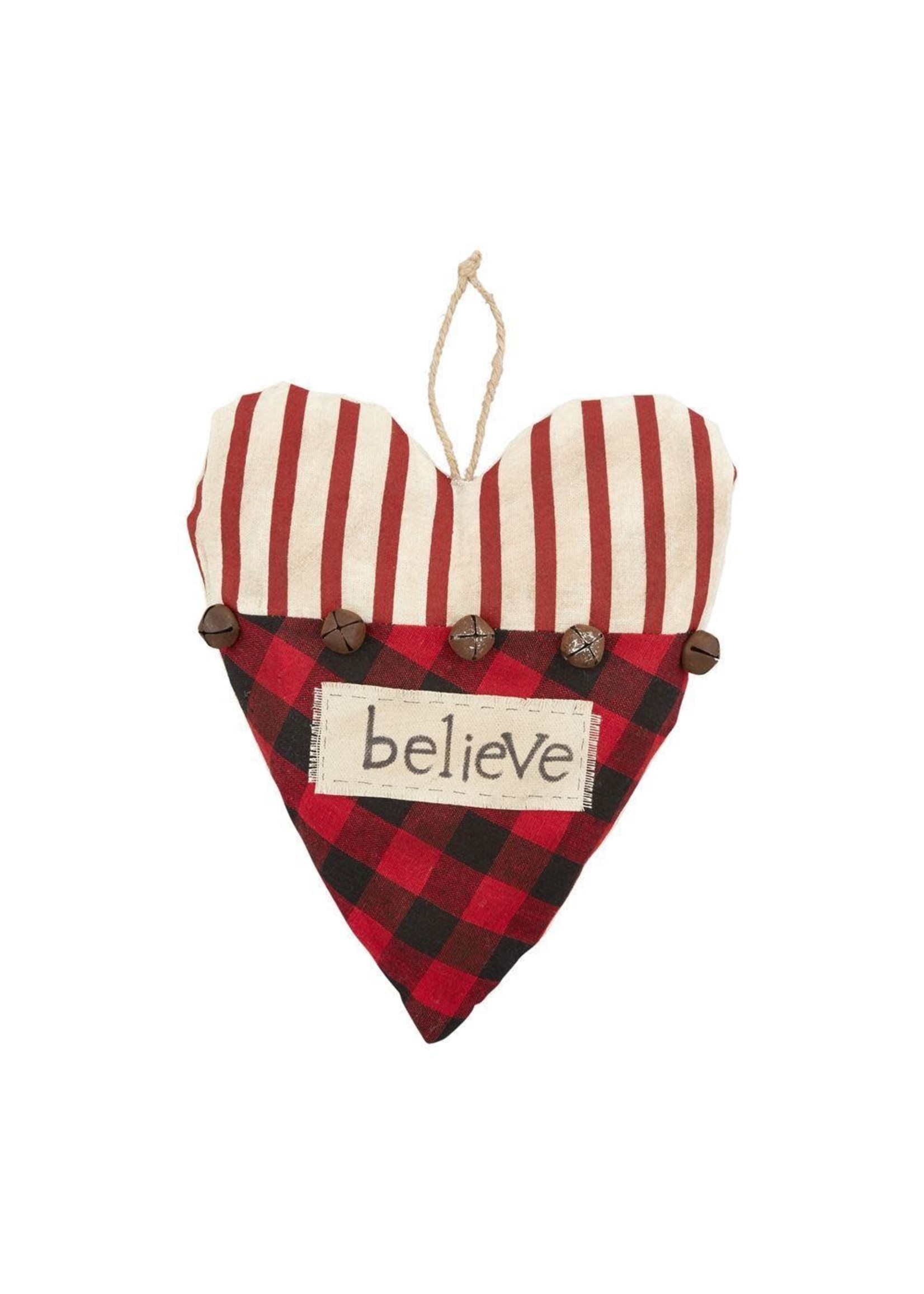 Mud Pie Heart Red Plaid Large Ornament