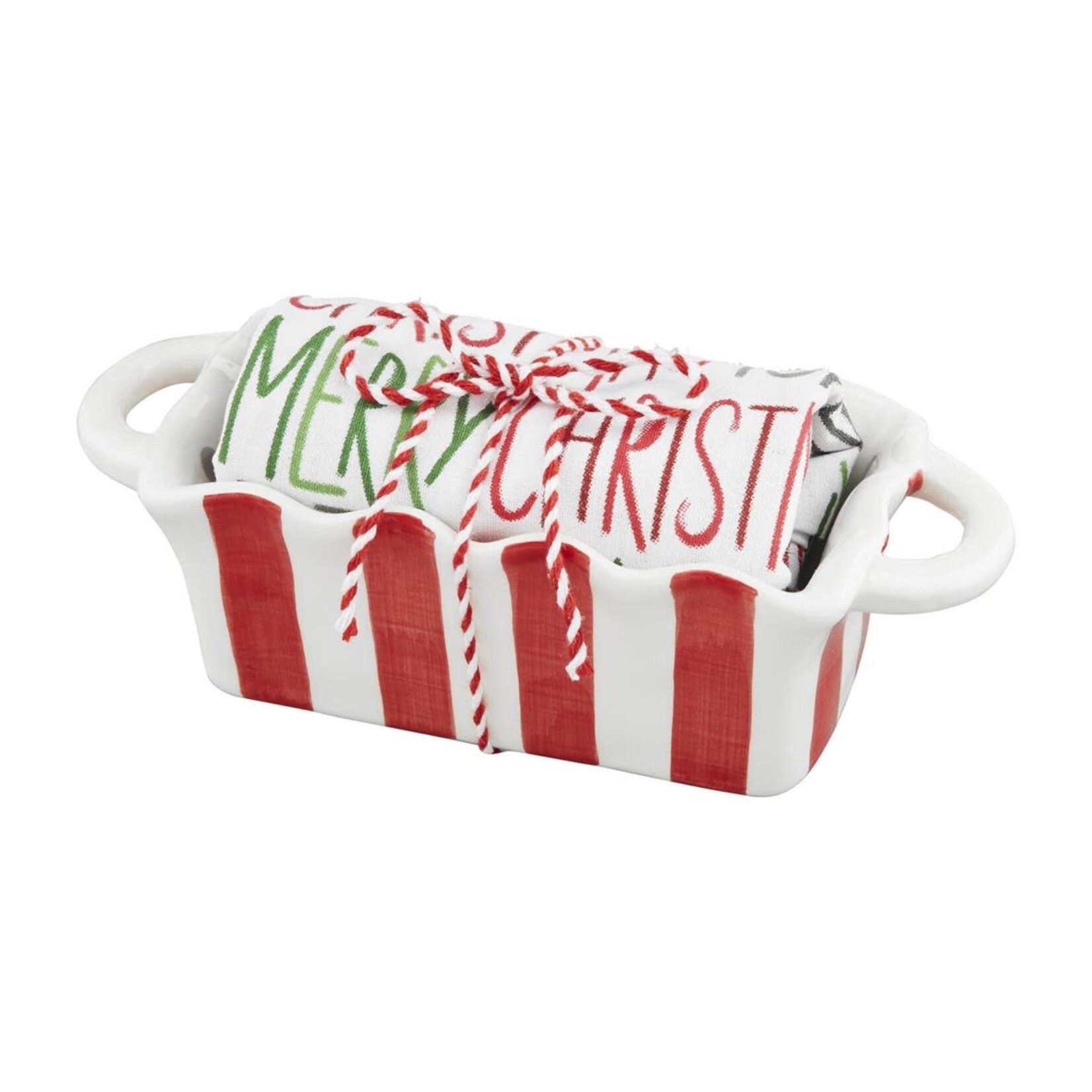 Mud Pie Red Striped Mini Loaf & Towel Set