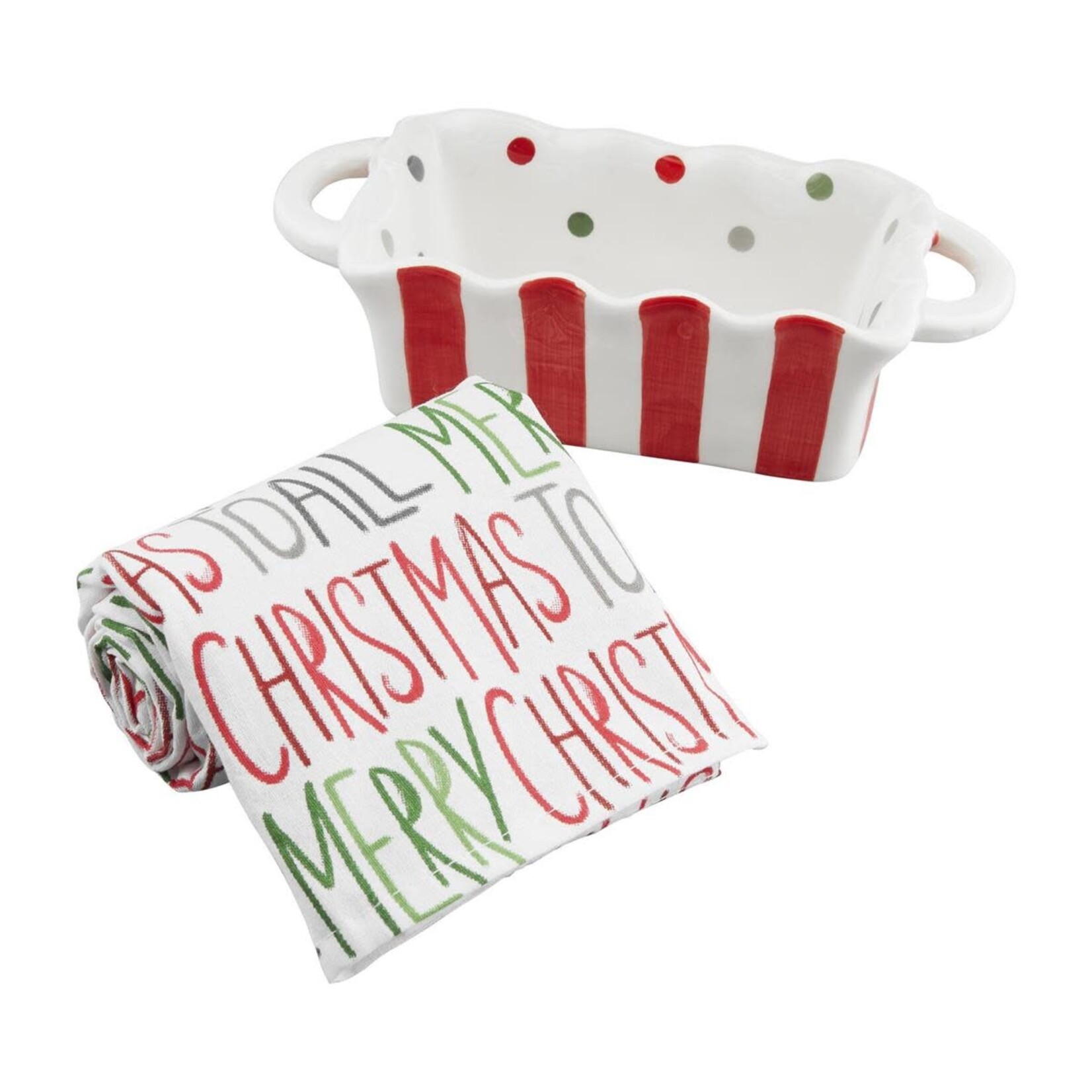 Mud Pie Red Striped Mini Loaf & Towel Set
