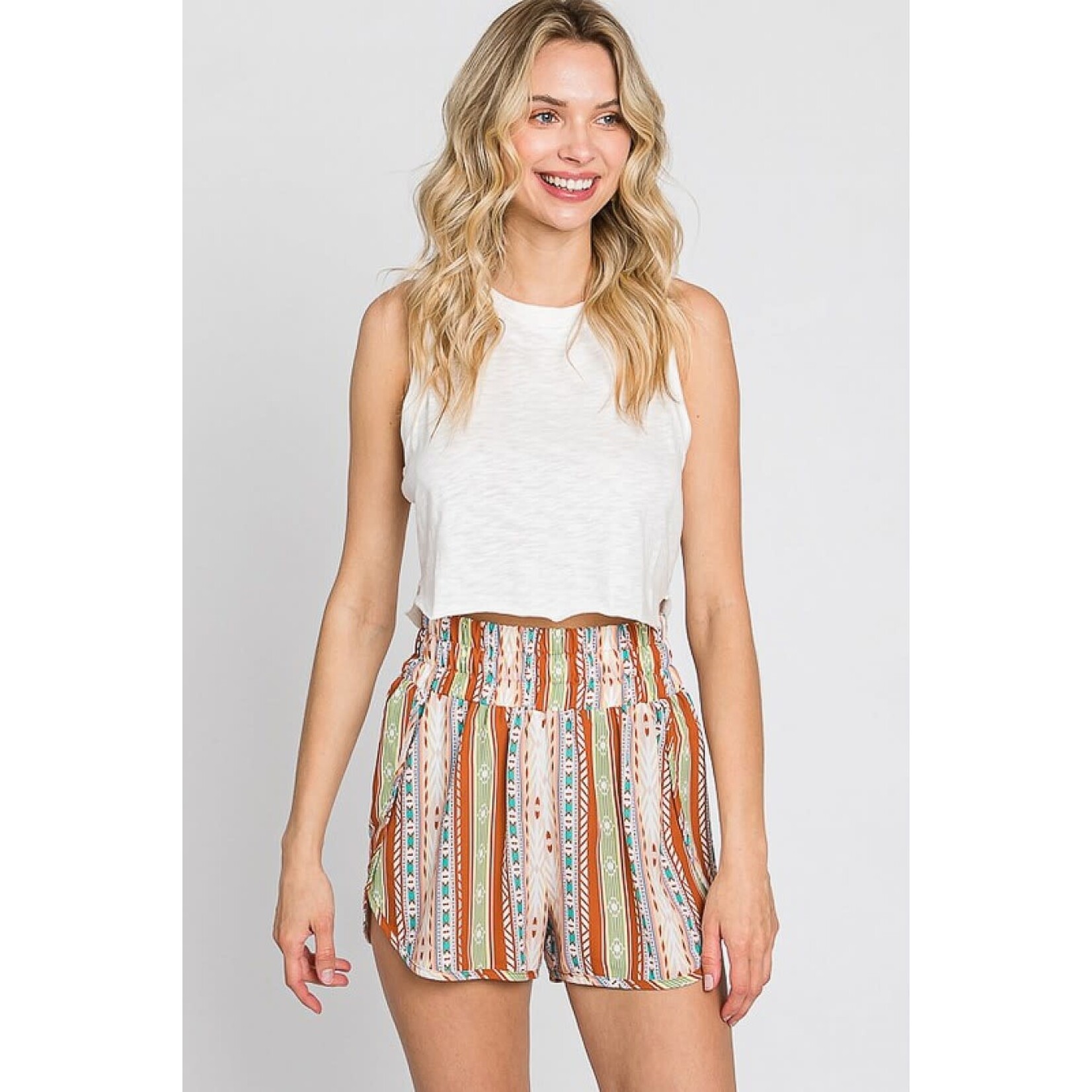 GeeGee Plus Size Aztec Print Jogger Shorts