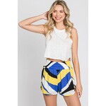 GeeGee Plus Size Zeometric Printed Athletic Shorts