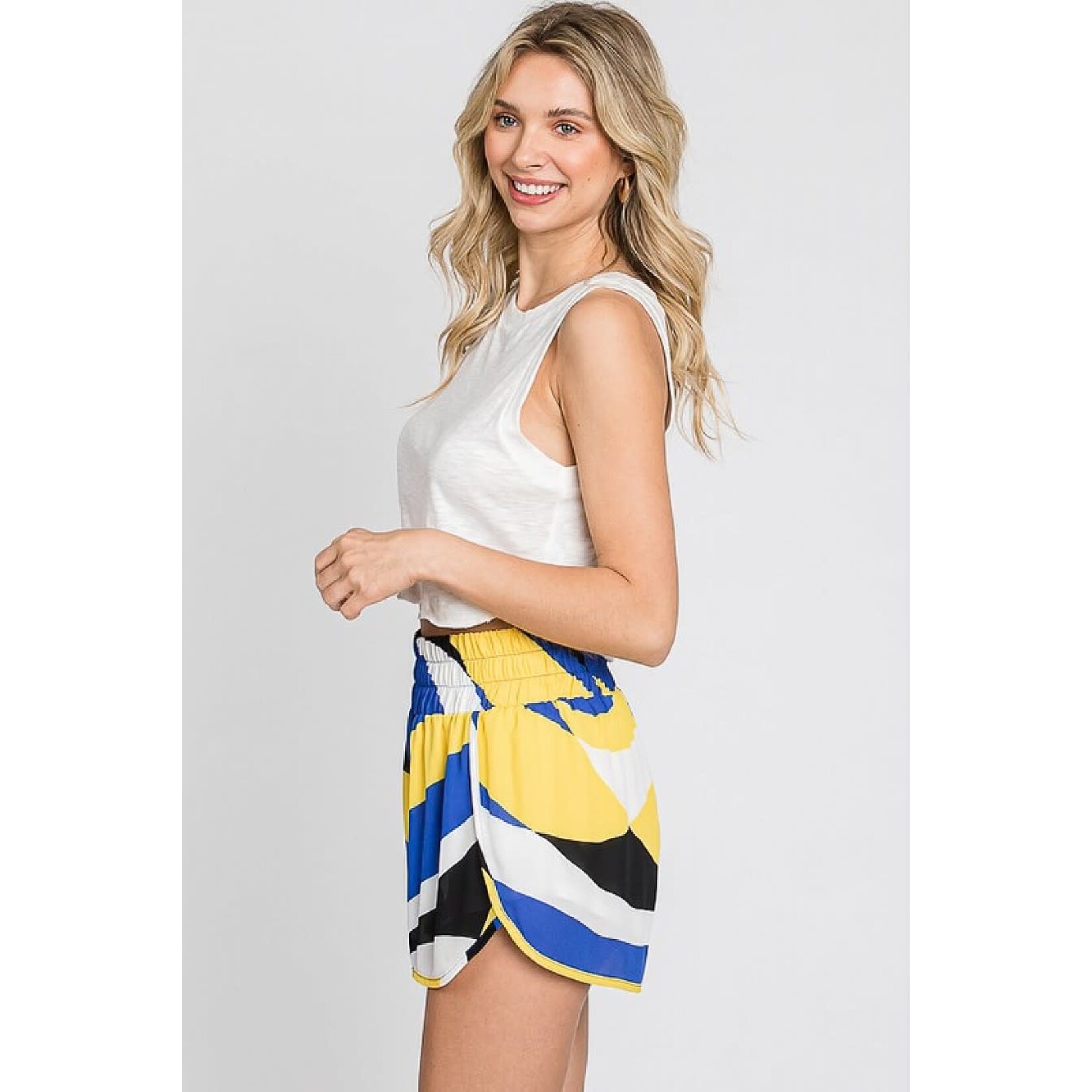 GeeGee Plus Size Zeometric Printed Athletic Shorts