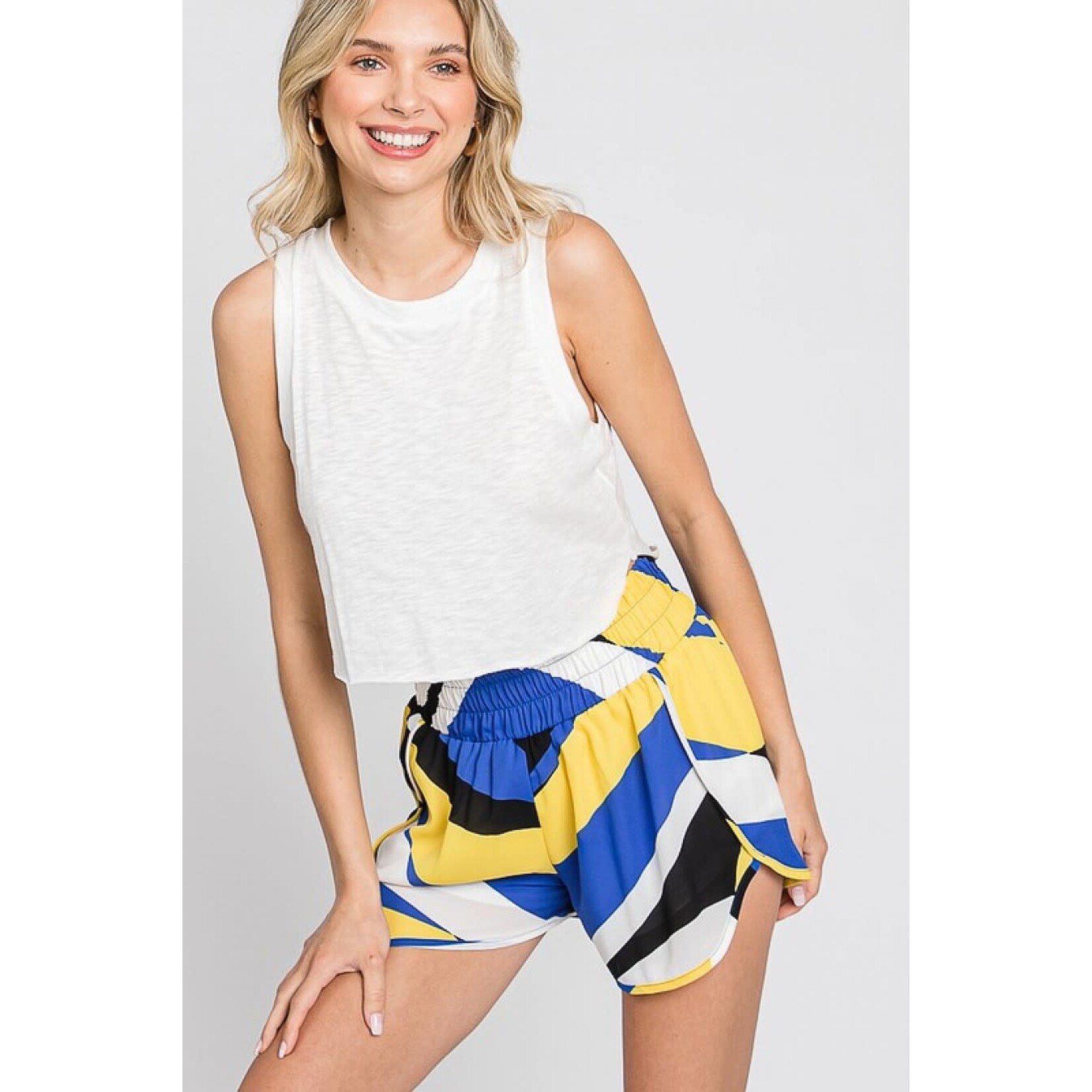 GeeGee Plus Size Zeometric Printed Athletic Shorts