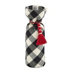 Mud Pie Black Check Christmas Wine Bag