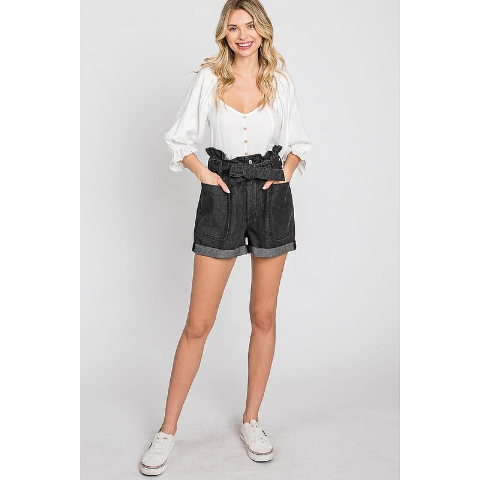 GeeGee Washed Denim Mini Shorts