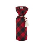 Mud Pie Red Check Christmas Wine Bag