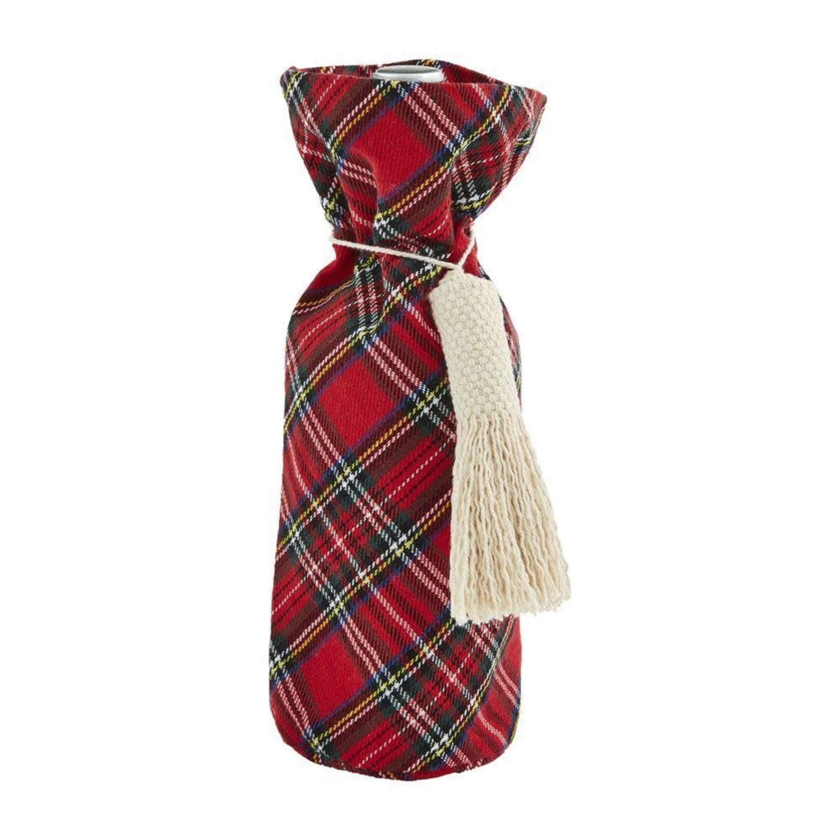 Mud Pie Red Tartan Christmas Wine Bag