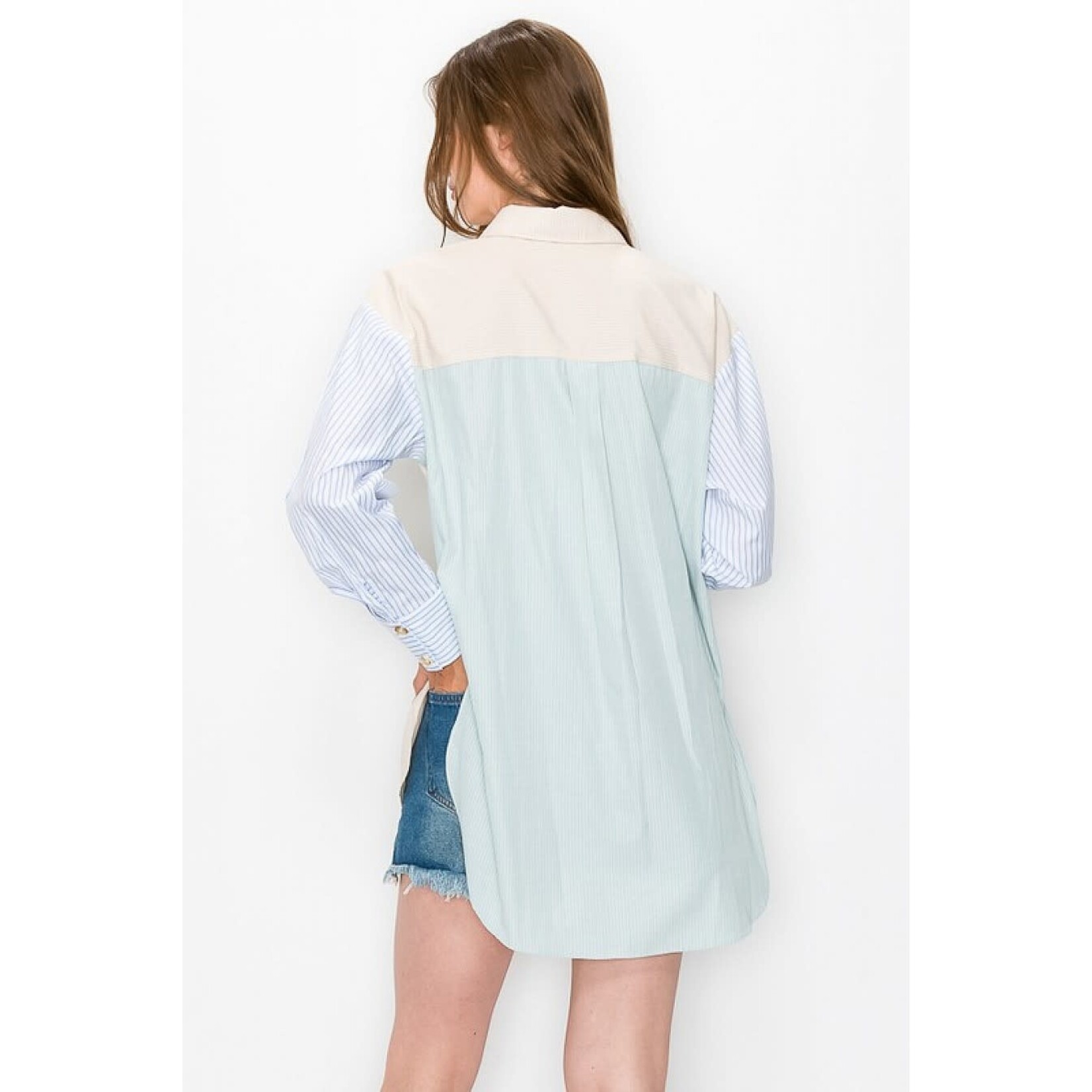 GeeGee Striped Button Down Top