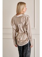 GeeGee Plus Size Satin Blouse