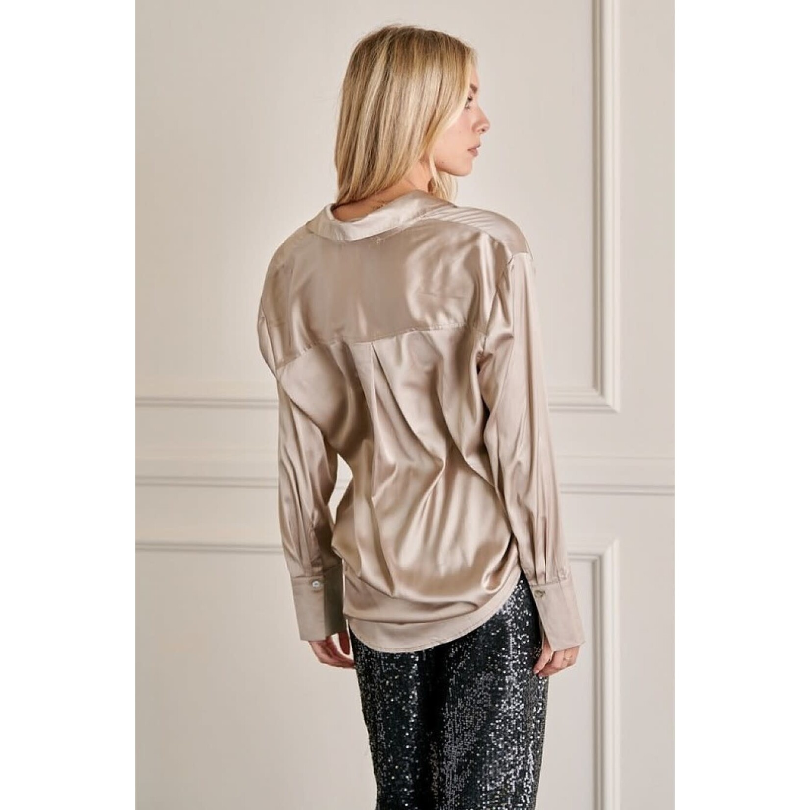 GeeGee Plus Size Satin Blouse