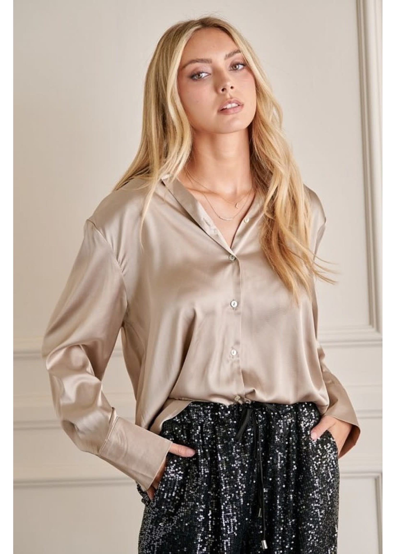 GeeGee Plus Size Satin Blouse