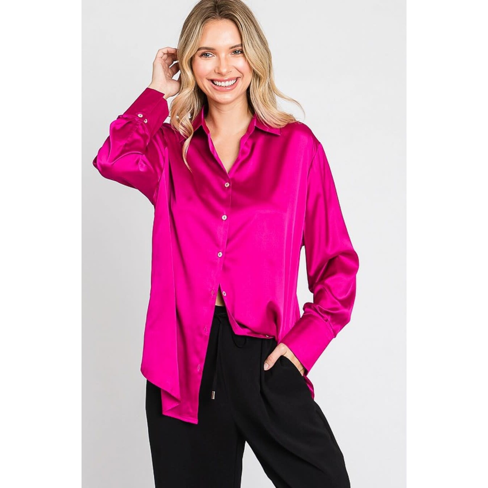 GeeGee Plus Size Satin Blouse