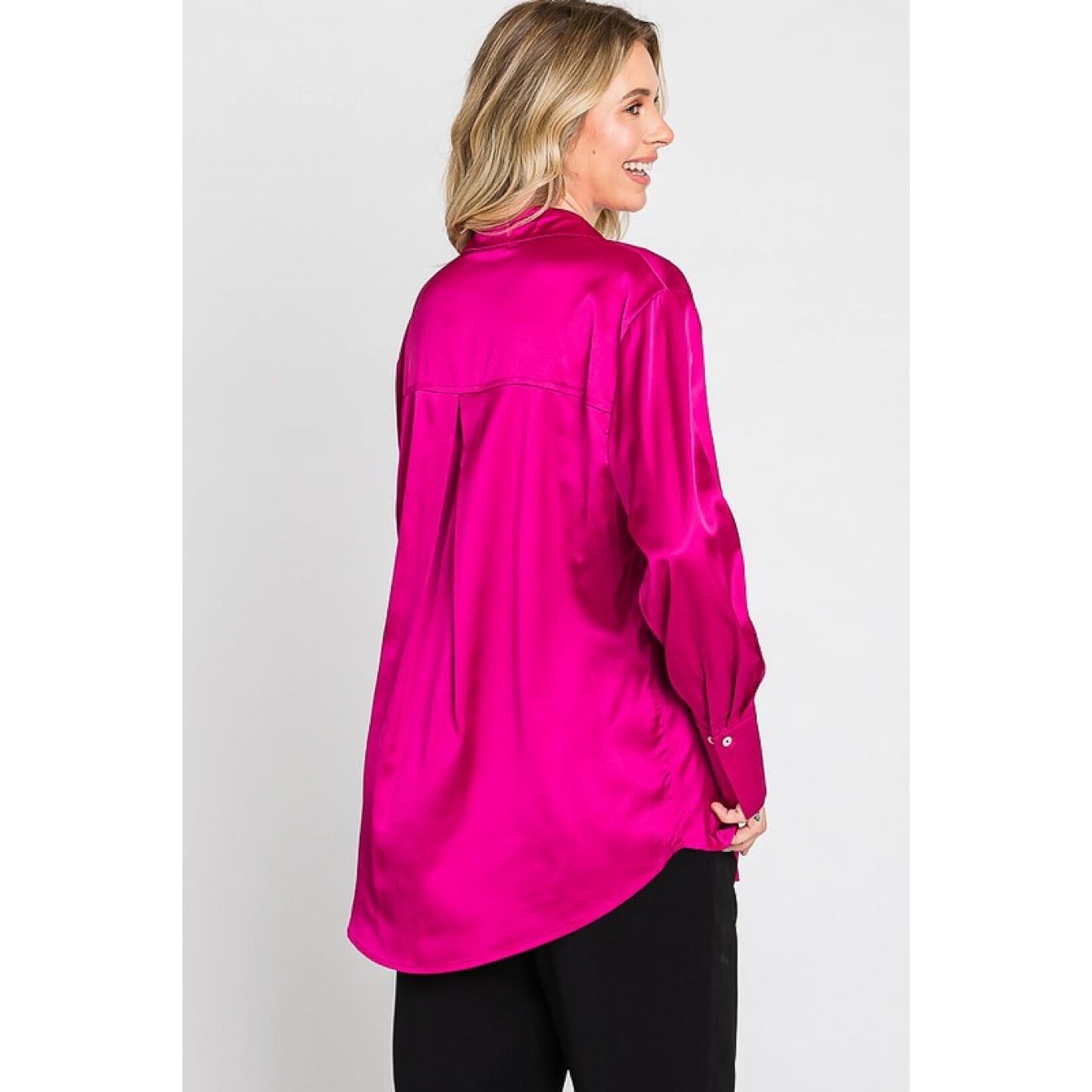 GeeGee Plus Size Satin Blouse