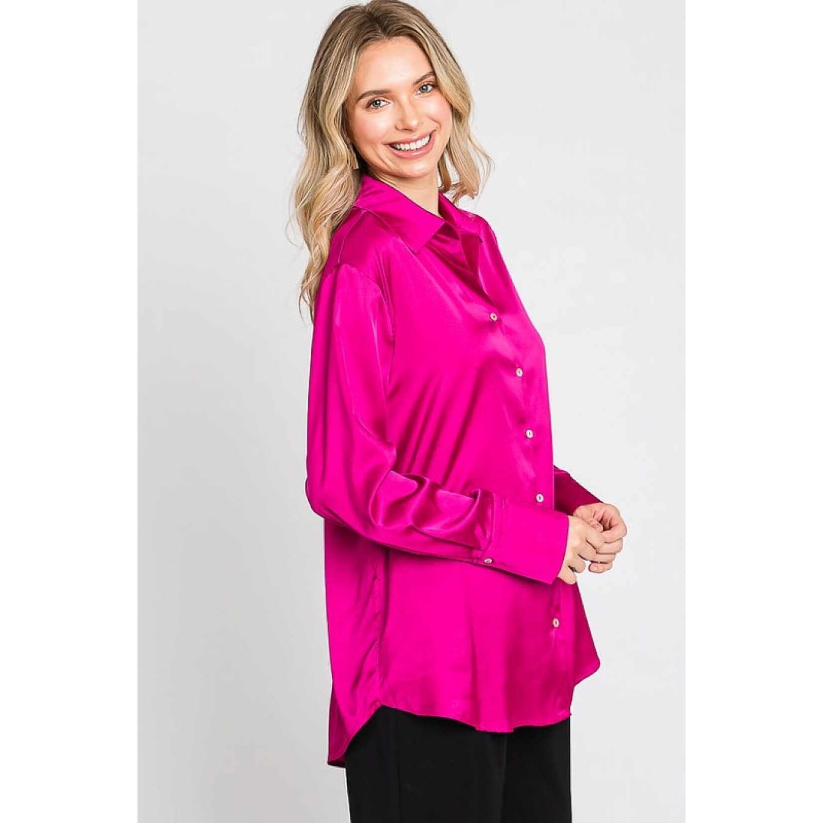 GeeGee Plus Size Satin Blouse