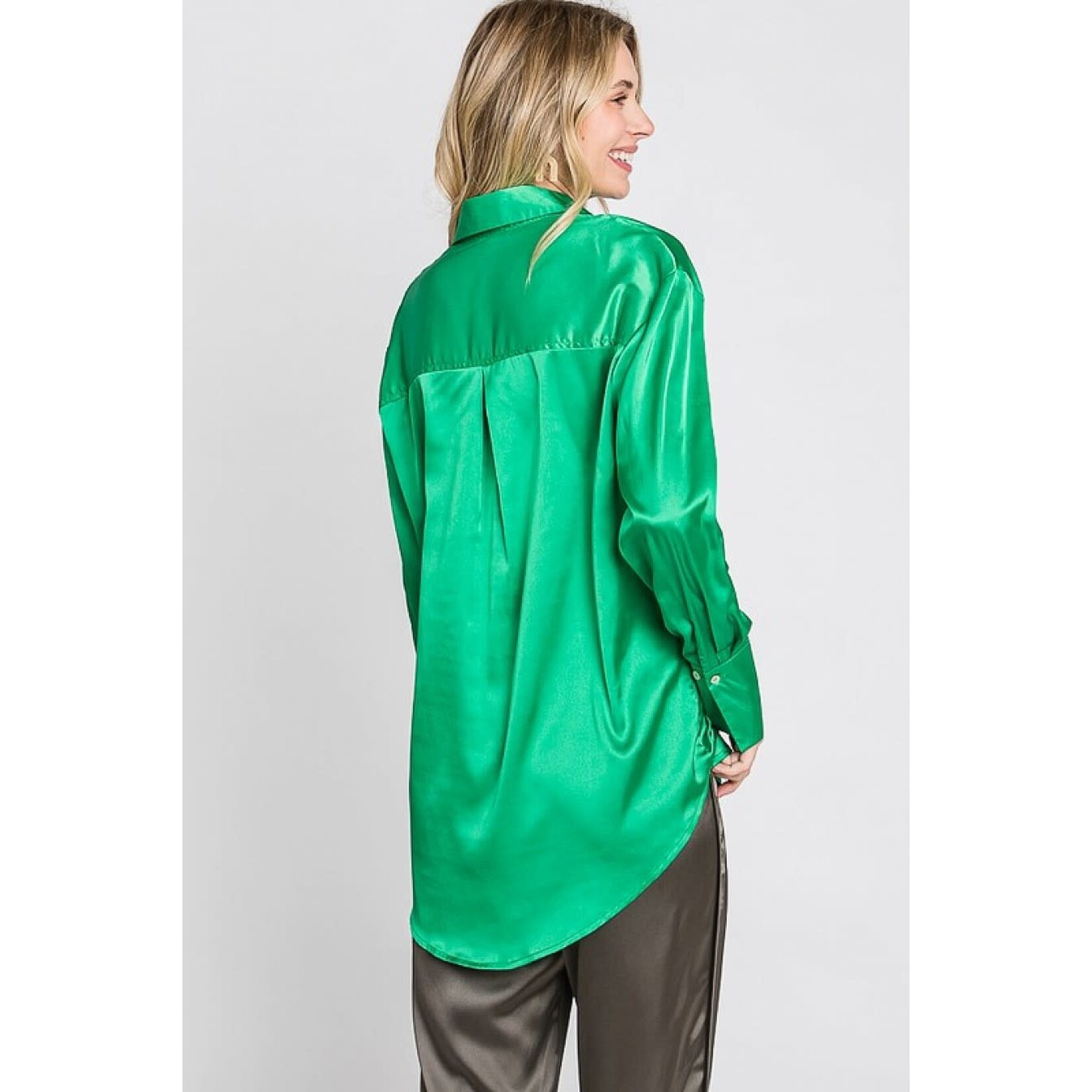 GeeGee Plus Size Satin Blouse
