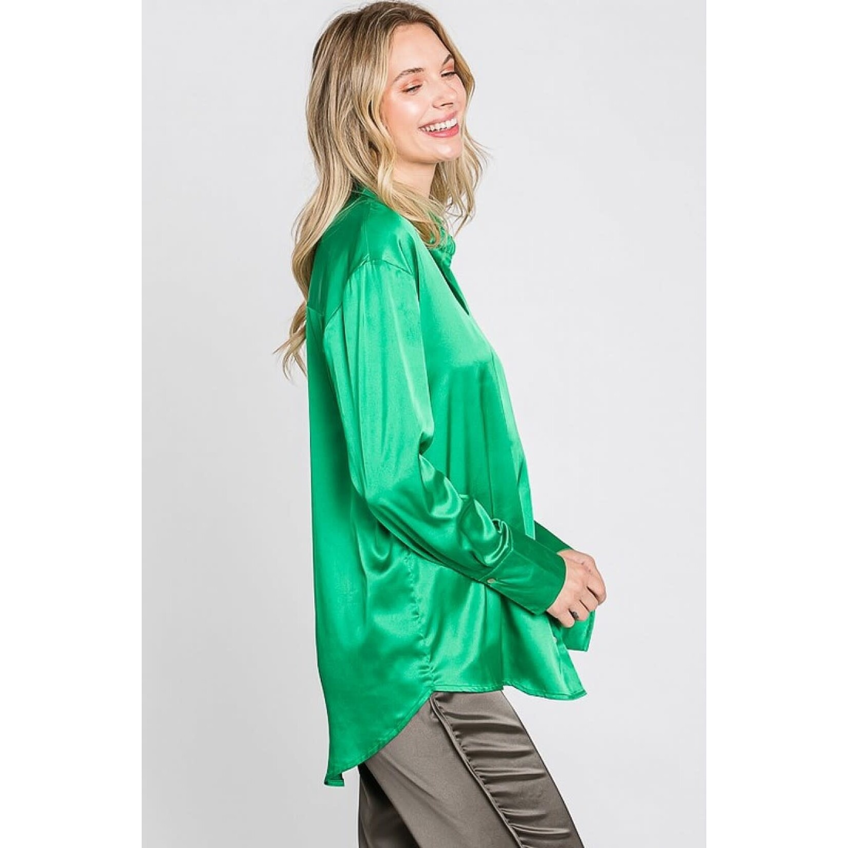 GeeGee Plus Size Satin Blouse