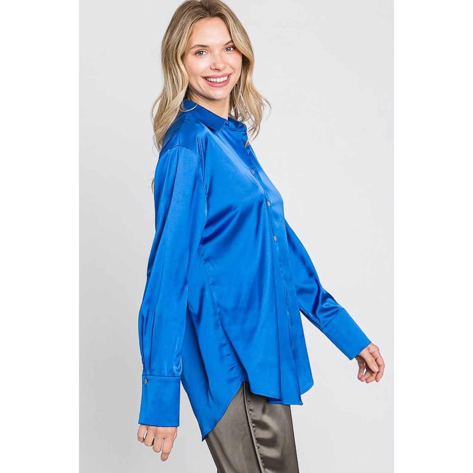 GeeGee Plus Size Satin Blouse