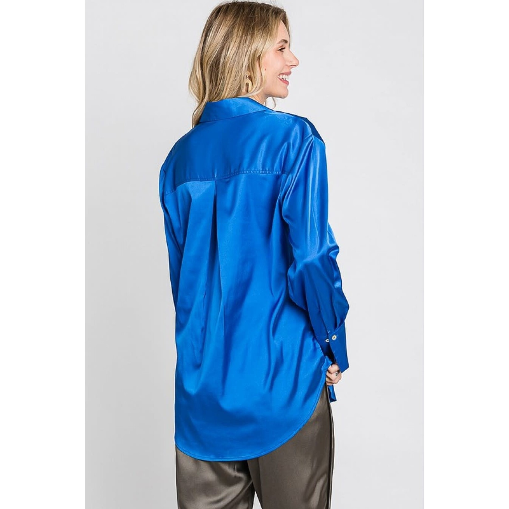 GeeGee Plus Size Satin Blouse