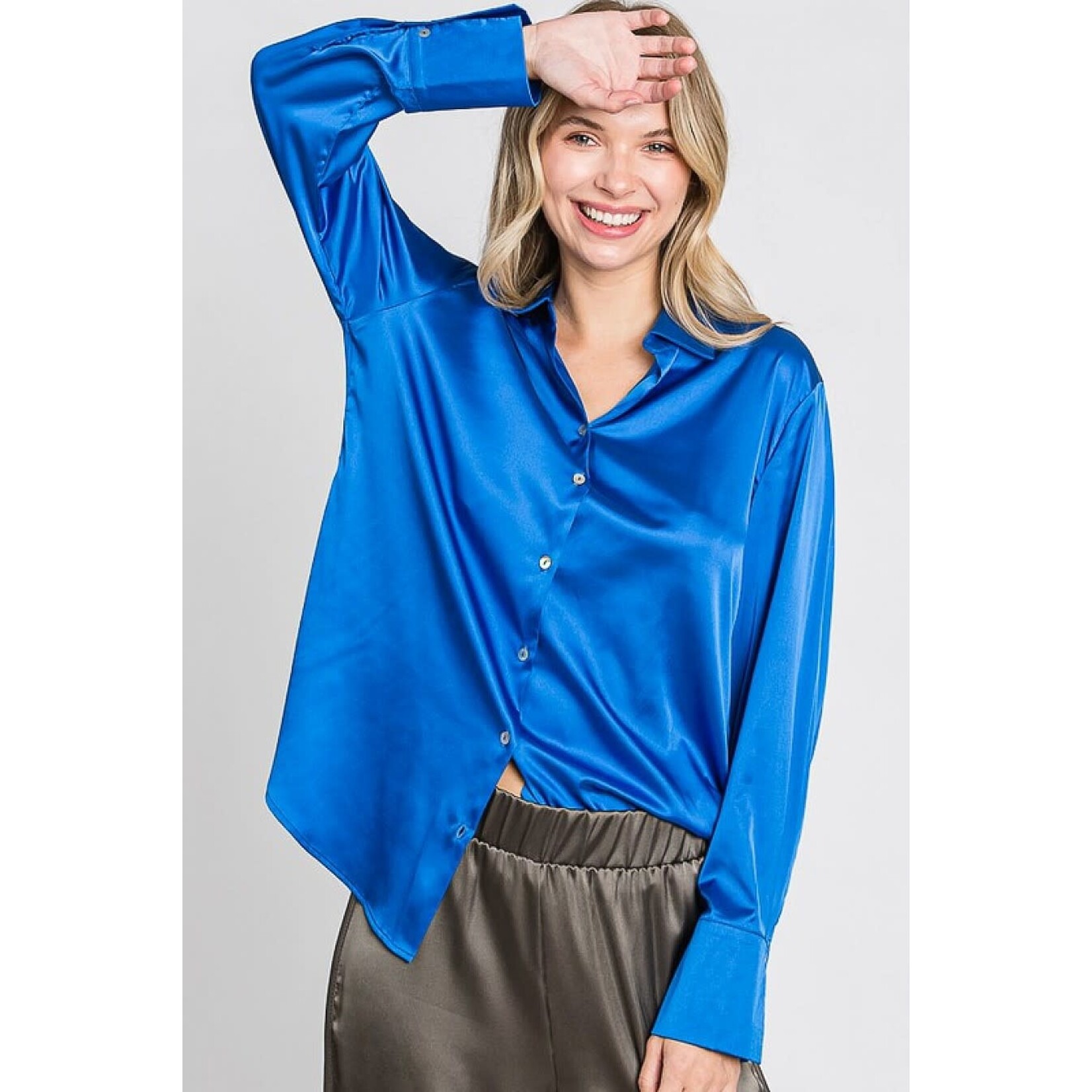 GeeGee Plus Size Satin Blouse