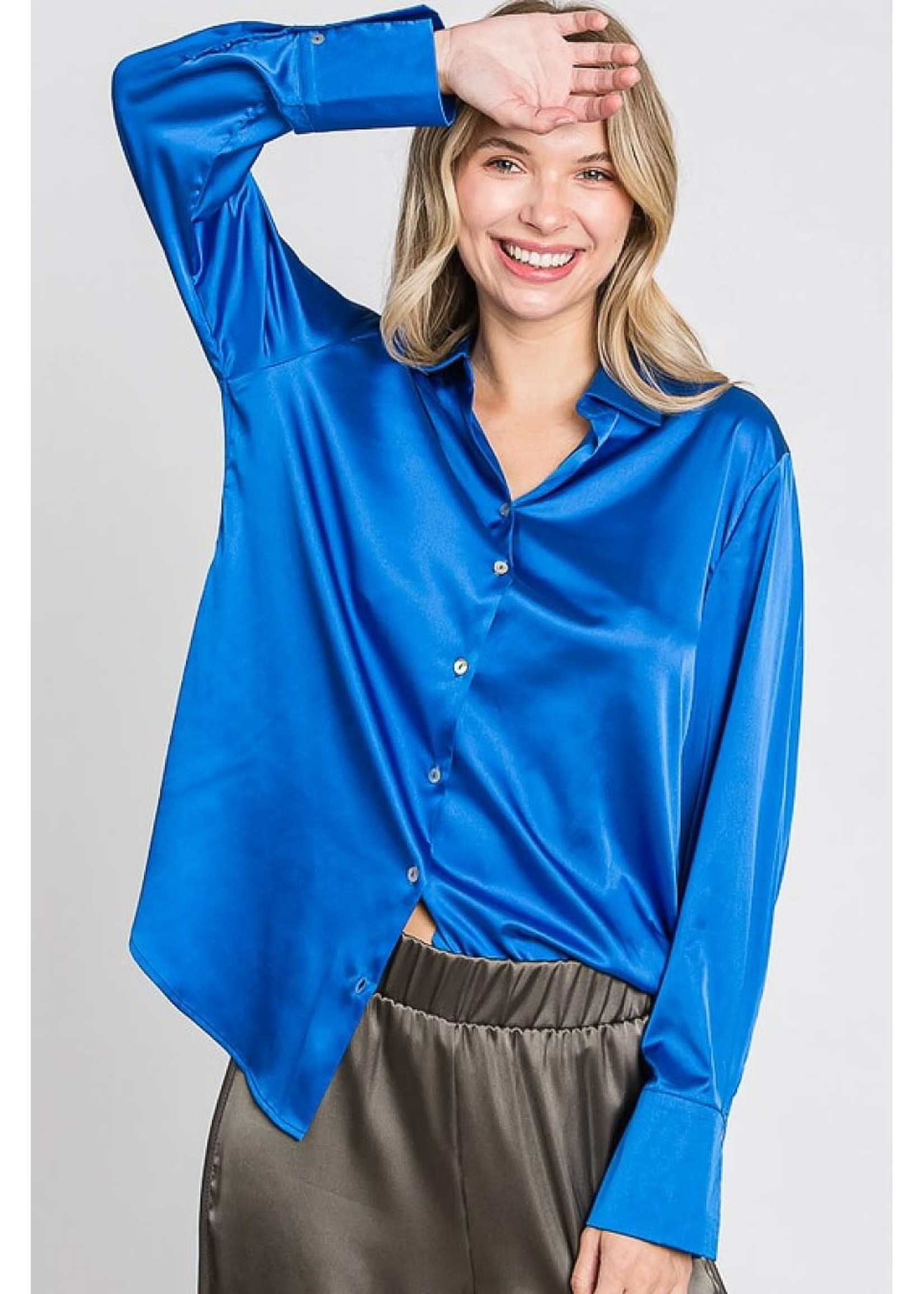 GeeGee Plus Size Satin Blouse