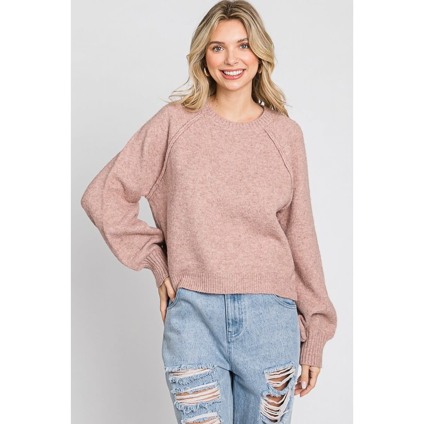 GeeGee Plus Size Reverse Stitch Sweater