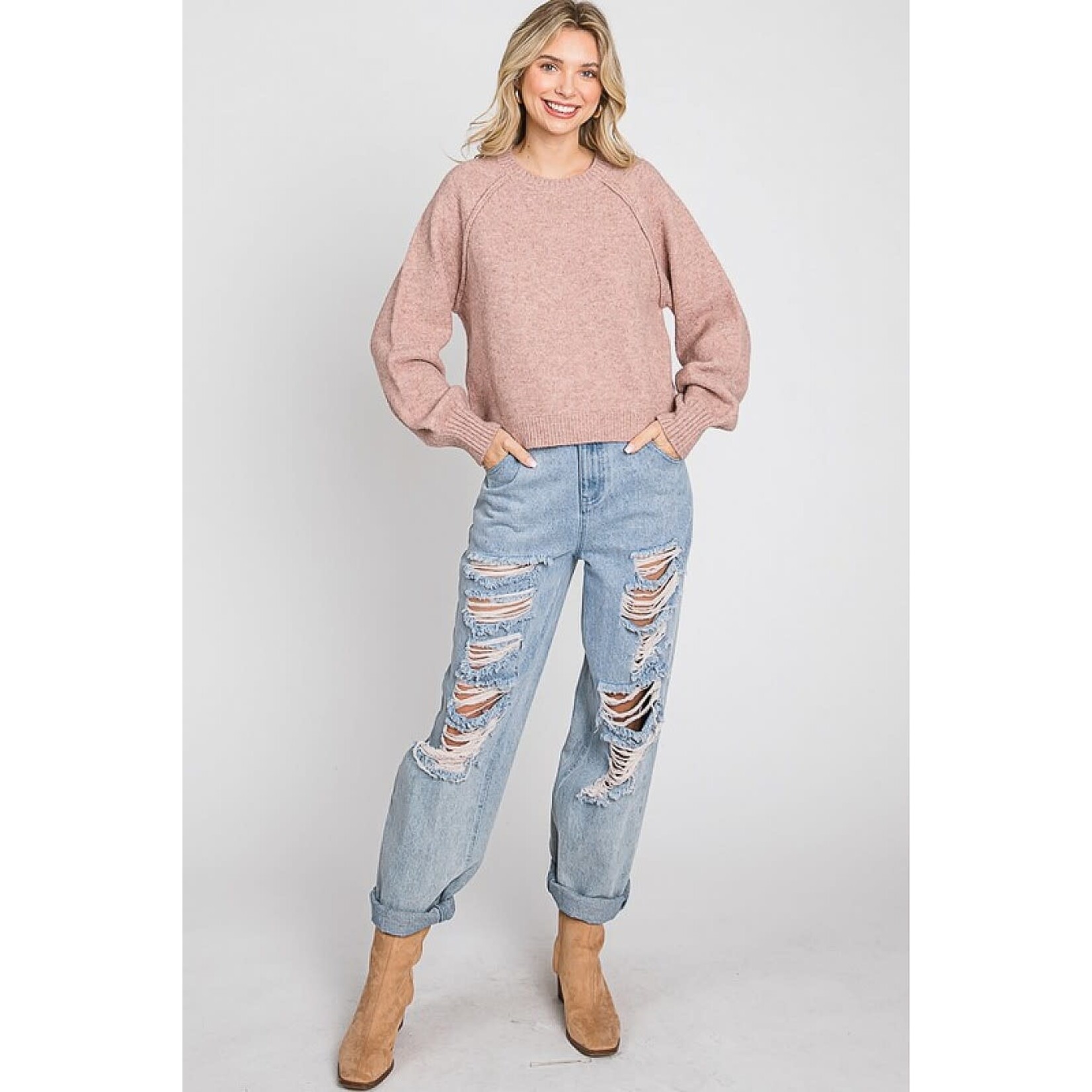 GeeGee Plus Size Reverse Stitch Sweater