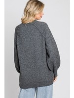 GeeGee Plus Size Long Reverse Stitch Sweater