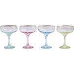 VIETRI Rainbow Pastel Assorted Coupe Champagne Glasses - Set of 4