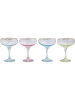 VIETRI Rainbow Pastel Assorted Coupe Champagne Glasses - Set of 4