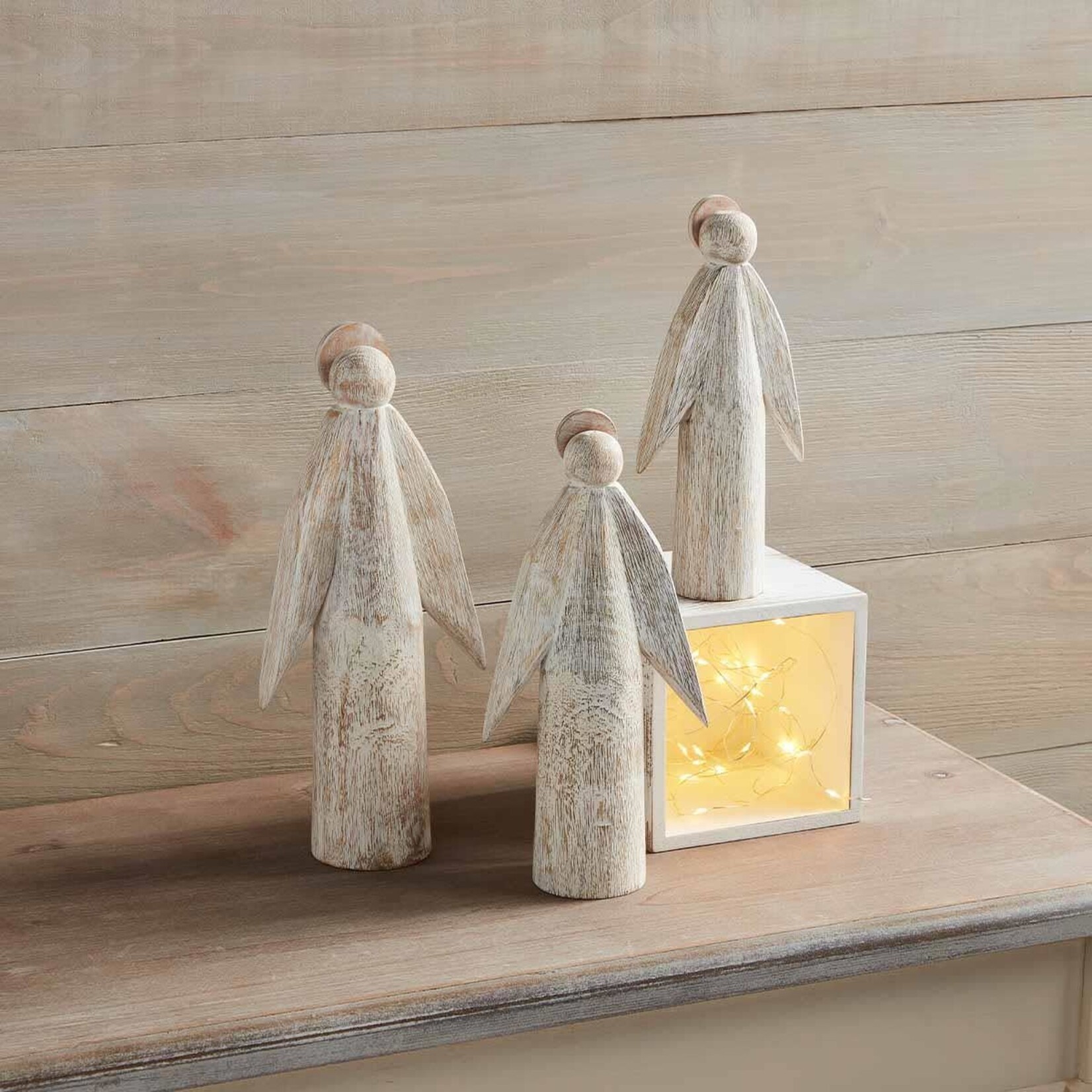 Mud Pie Medium White Wood Angel Sitter