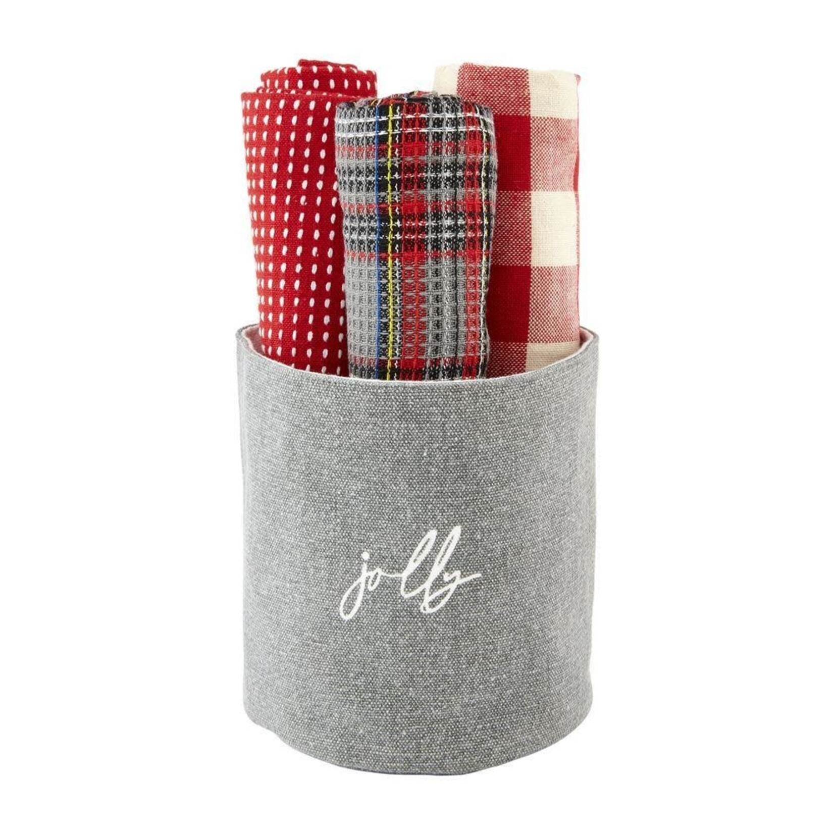 Mud Pie Gray Tartan Towel Set